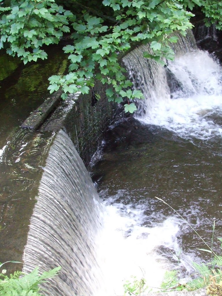 Riverside Ripponden waterfall by John Crossley