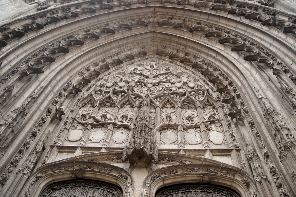 Beauvais - Rue de l'Abbé Gelée - View South on 'The Tree of Life' above the Entrance, North Transept Façade by txllxt TxllxT