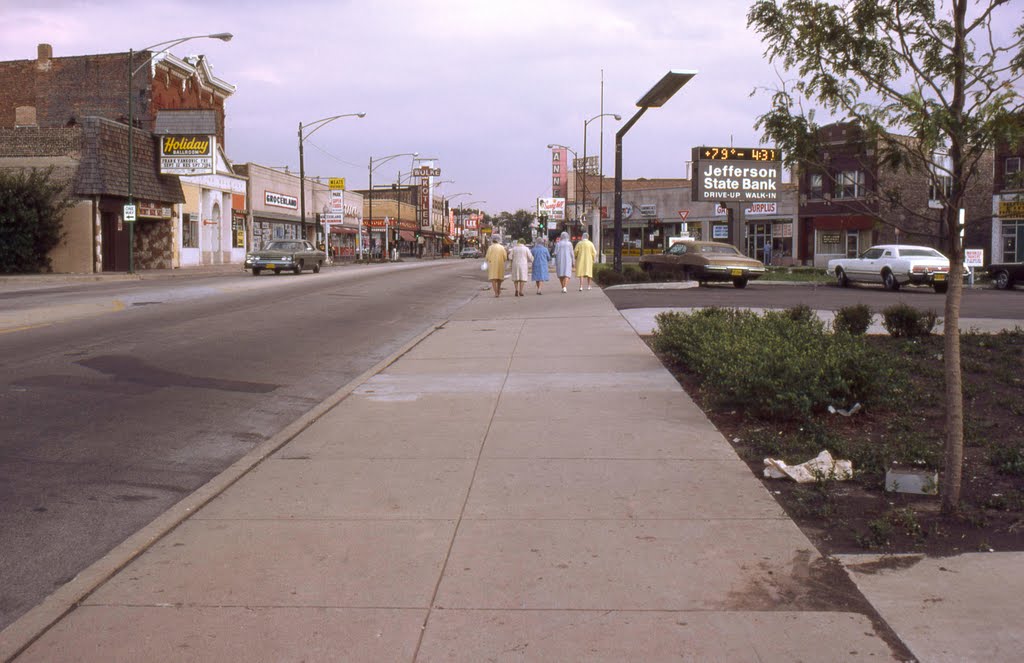 Jefferson Park Milwaukee ave looking S from 4870 N Aug 1975 by Tom Wodrich