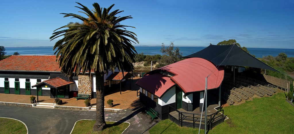 Lord Somers Camp (2010). The Dining Room is on the left and the Outdoor Amphitheatre is on the right by Muzza from McCrae