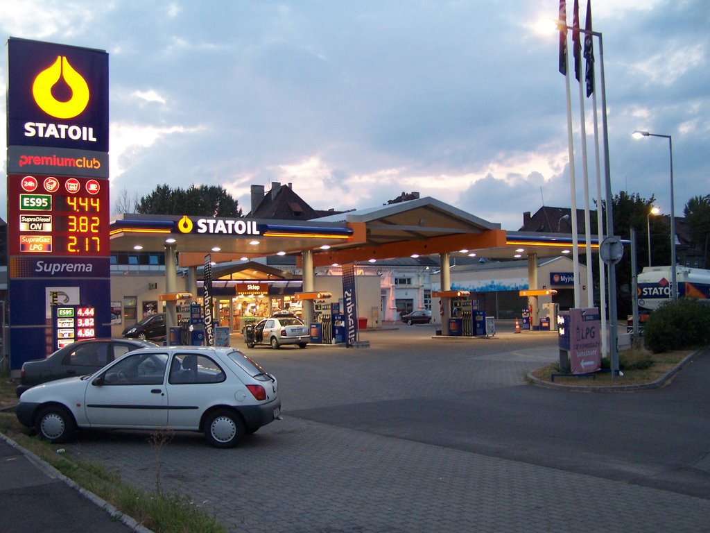 2007.08.18 Widok na stację benzynową Statoil przy Dmowskiego by piotro