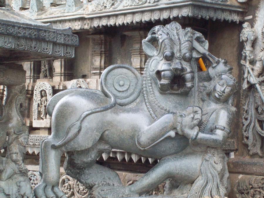 Hoysala royal emblem at the Channa Kesava temple, Belur. by Jereesh Thomas