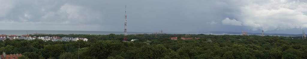 Swiniouscie Beach panorama from the Church Cafe Tower by Piotr Kula