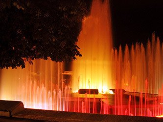 WATER CASCADE at night, city of Pleven, Bulgaria by Marin Marinov