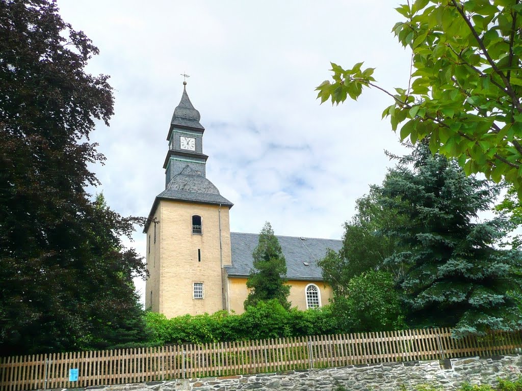 An der Großen Striegis - Kirche Pappendorf (erb. 1839/40 von Christian Friedrich Uhlig) by Rudolf Henkel