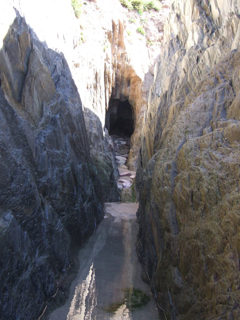 Cave on Bigbury by Sea Beach by LizzyOffer68