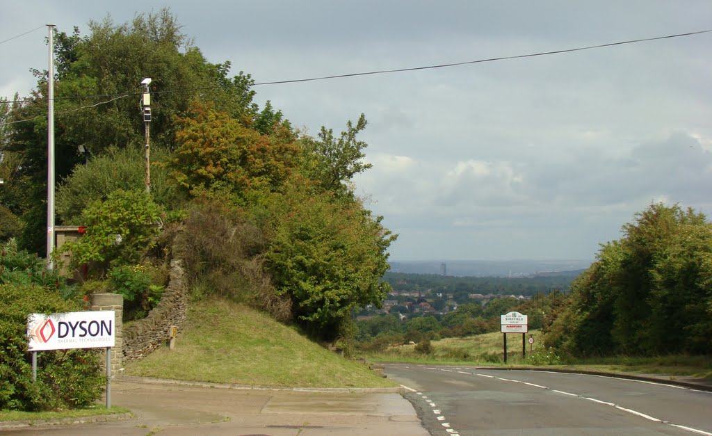 Looking along Baslow Road towards Sheffield from outside the Dyson headquarters at Totley, Sheffield/Derbyshire border S17 by sixxsix