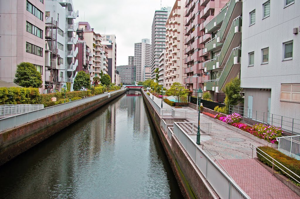 Canal in reclaimed land area, Tamachi, Tokyo by Todd Stradford