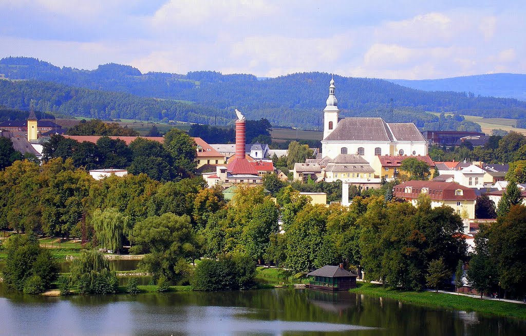 Zábřeh - Věž Zámku - Komín Sladovny - Kostel (nad Oborníkem) by valsoraj