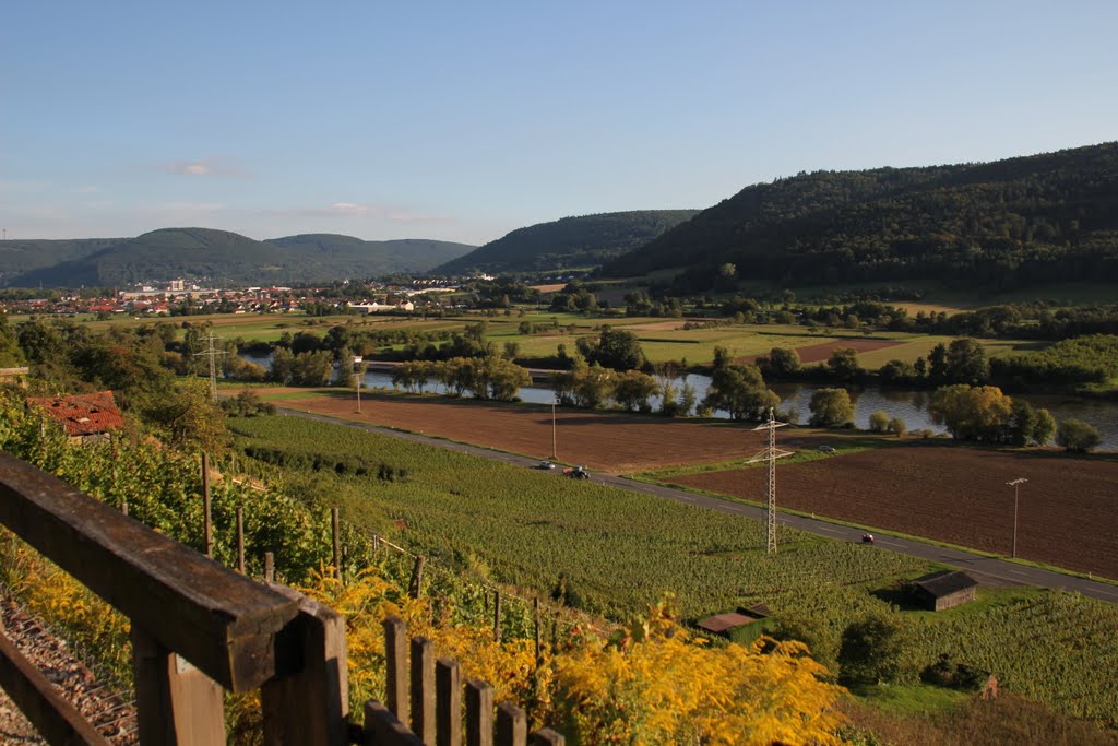 Blick vom Weinbergsweg am Großheubacher Bischofsberg auf den Main und Kleinheubach (September 2010) by kdh865