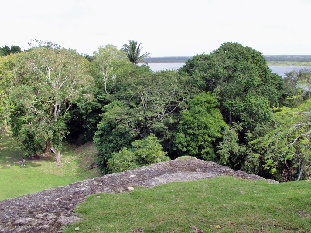 BELIZE: Lamanai: View from atop the Jaguar Temple (Structure N10-9) by Douglas W. Reynolds