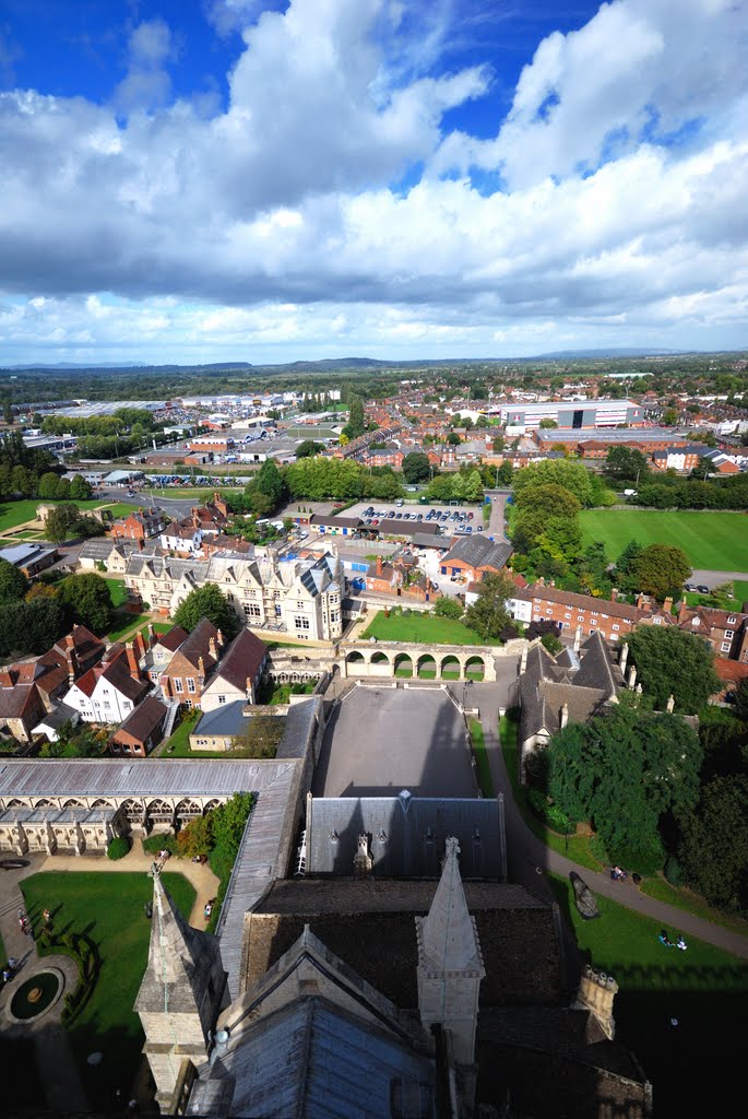 A View From The Top Of Gloucester Cathedral Tower by Mike Hartland