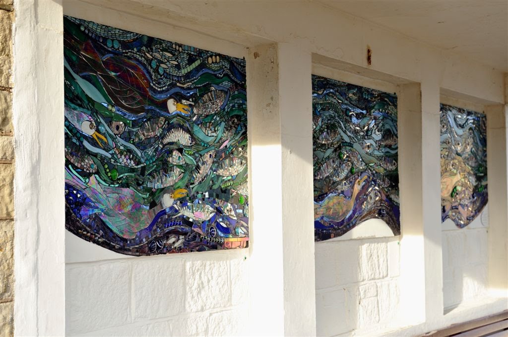 Freshwater beach shelter Mosaics by Nick Weall