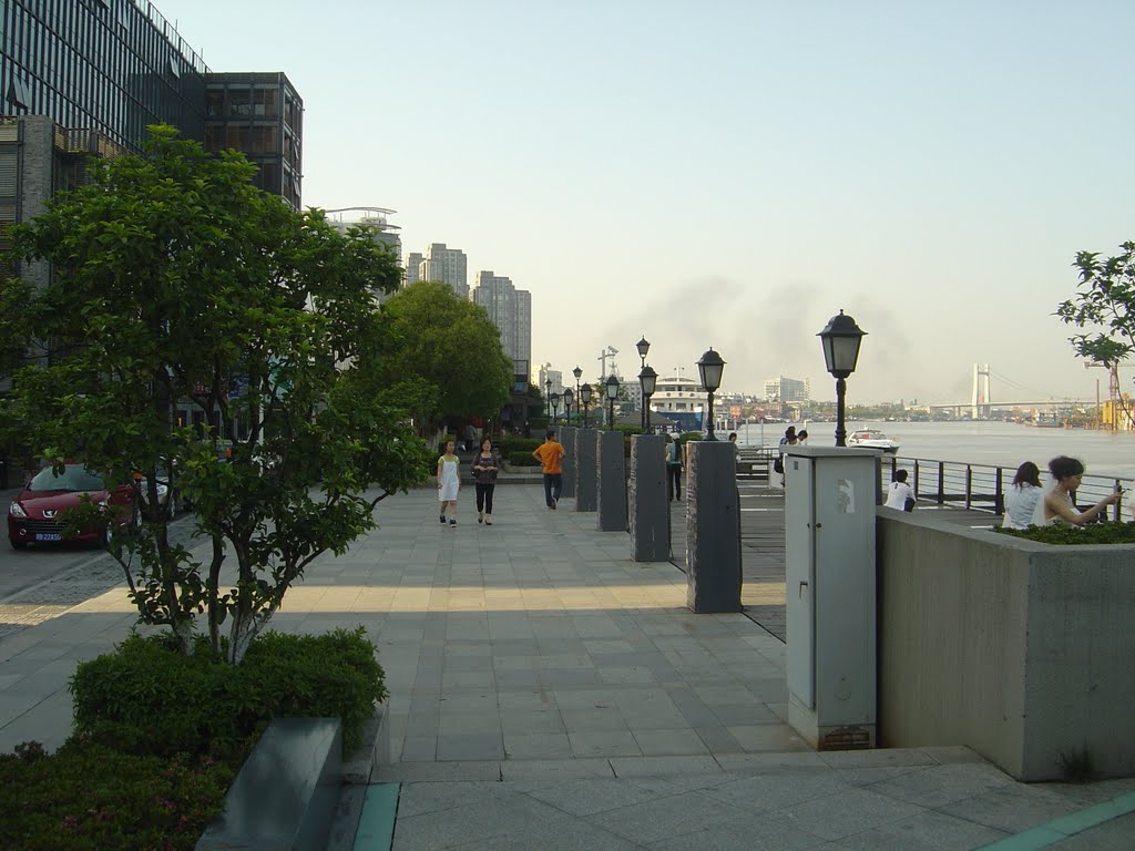 View from the shore of yongjiang river ningbo China photograph by yangcheng by YangCheng