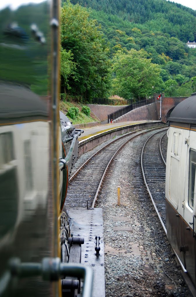 Drivers view from the cab of 'City of Truro', on it's way through Llangollen station by Peter_private_box