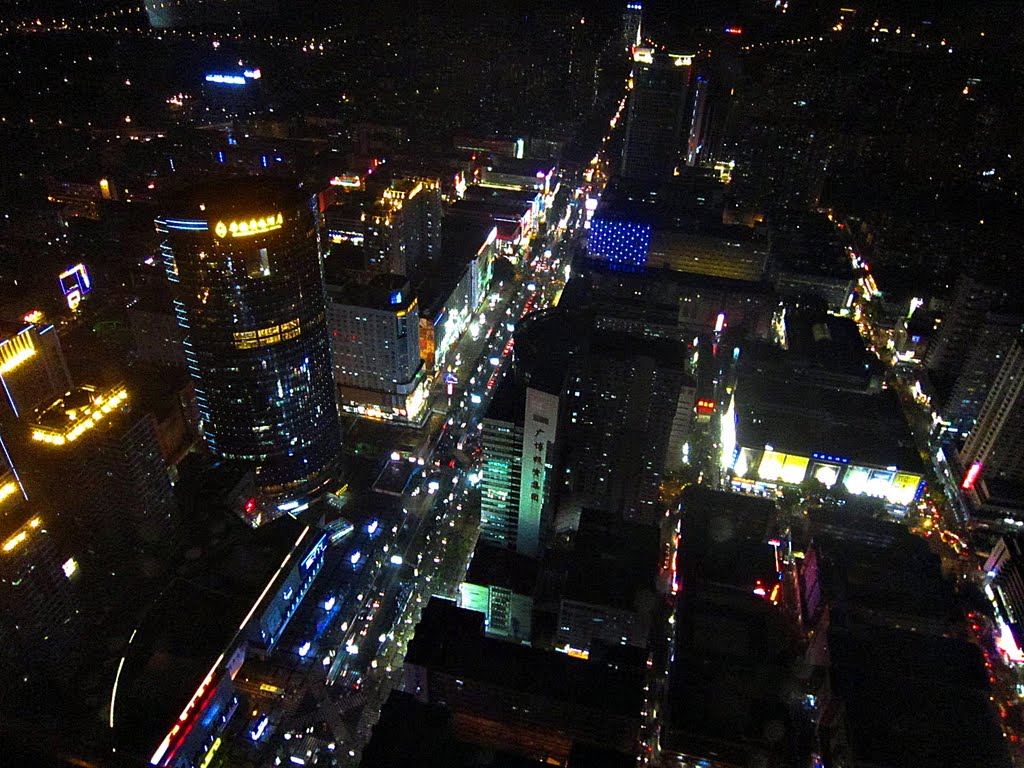 Night Huaqiang Bei str. view from SEG Plaza by Dmitry L