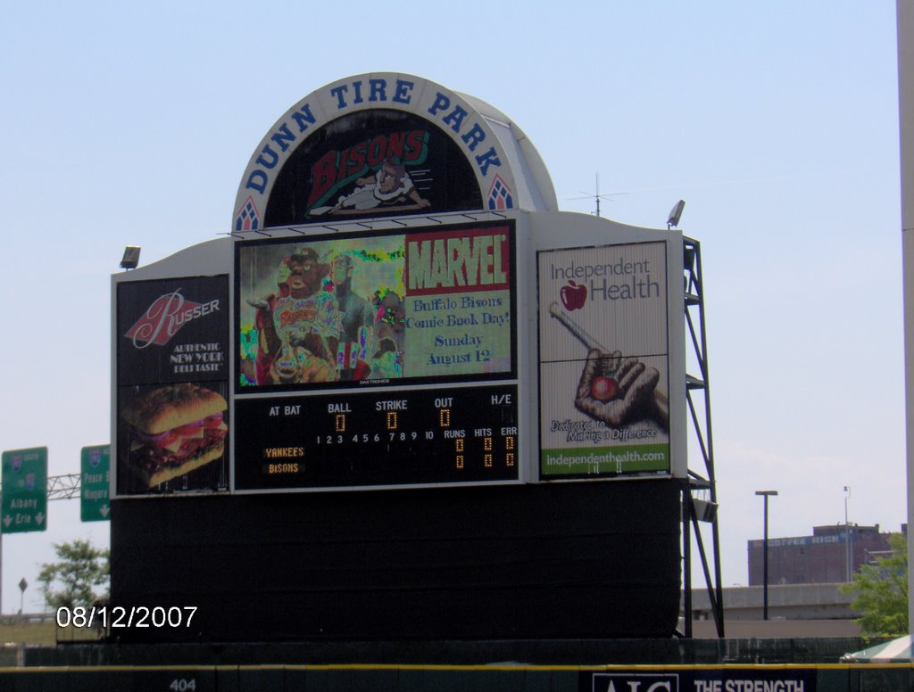 Scoreboard at Dunn Tire Park by Szustak67