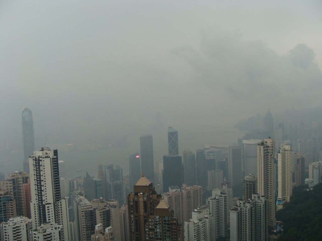 Hong Kong: View of Peak Tower by zacathedingo2