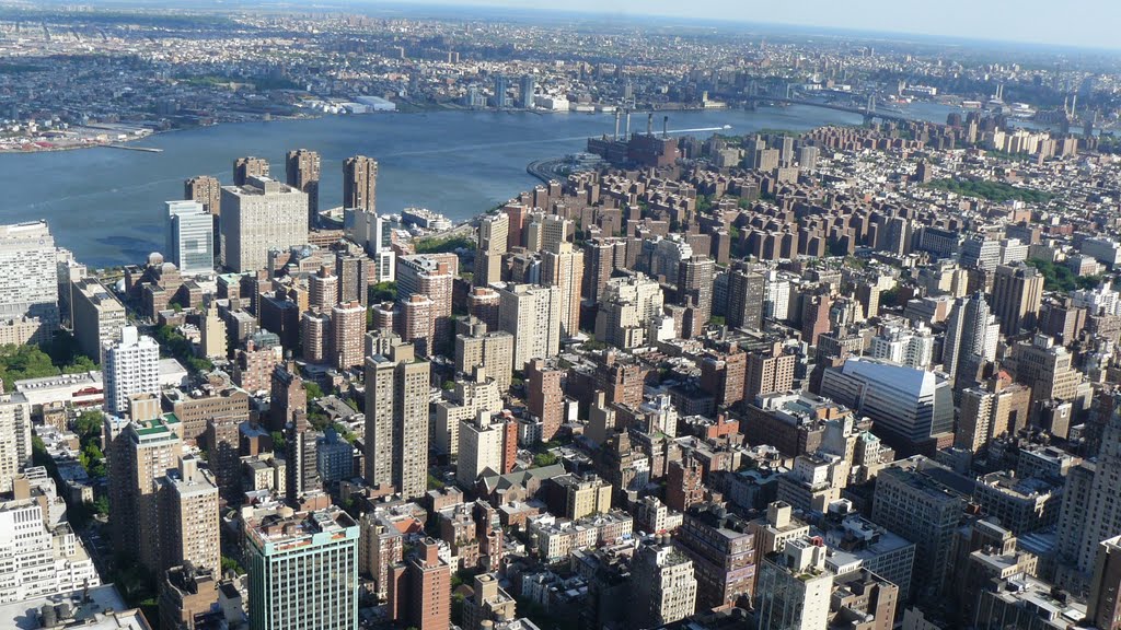 New York with Hudson River as seen from Empire State Building by Ed Brouwer