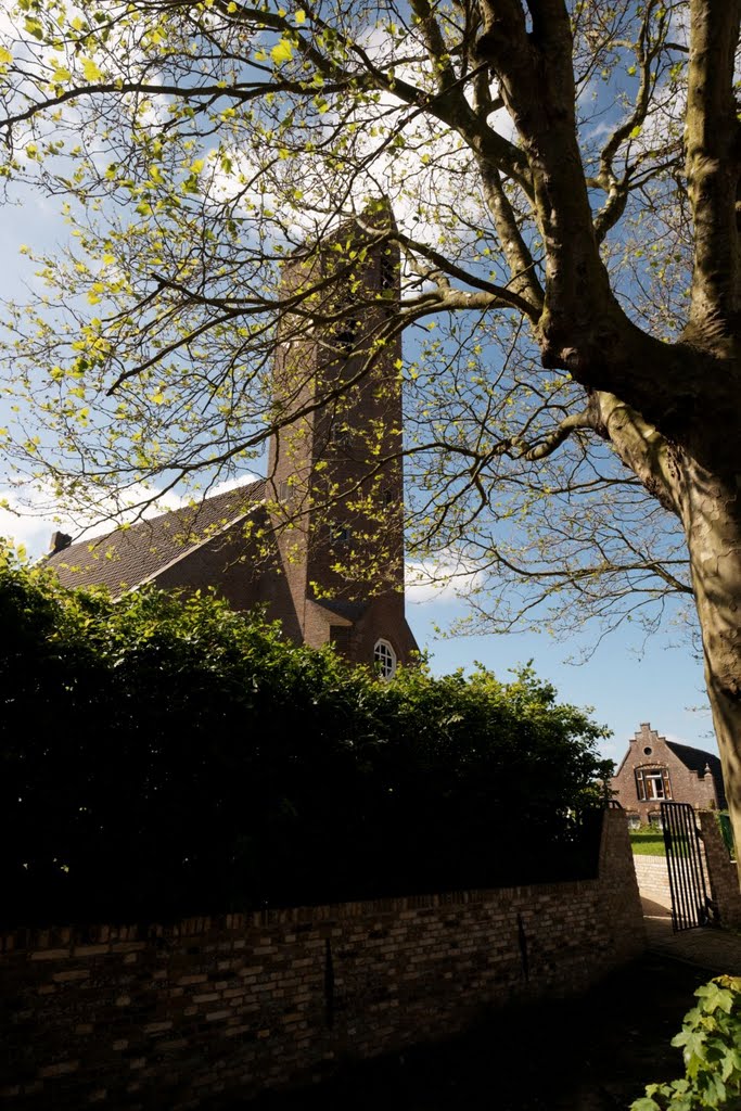 Texel - De Waal - Langwaal - View NW on Protestant Church (build in 1952; Tower in 1961) by txllxt TxllxT