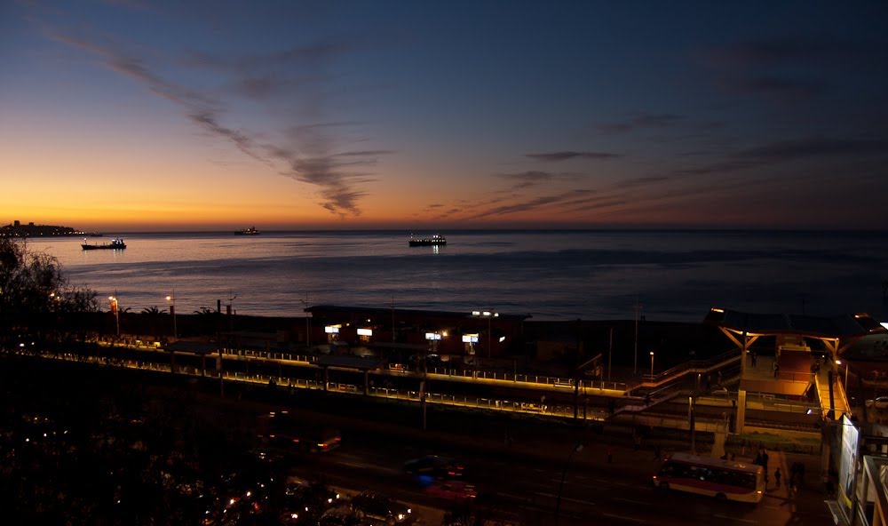 Portales and sea at night by Øyvind Sætre