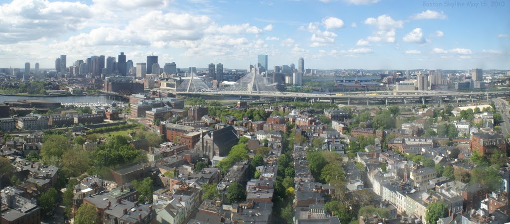 Boston Panoramic from Bunker Hill Monument May 2010 by speedub1