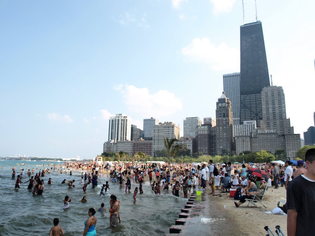 Oak Street Beach and Hancock Center in Summer by B. McGuire