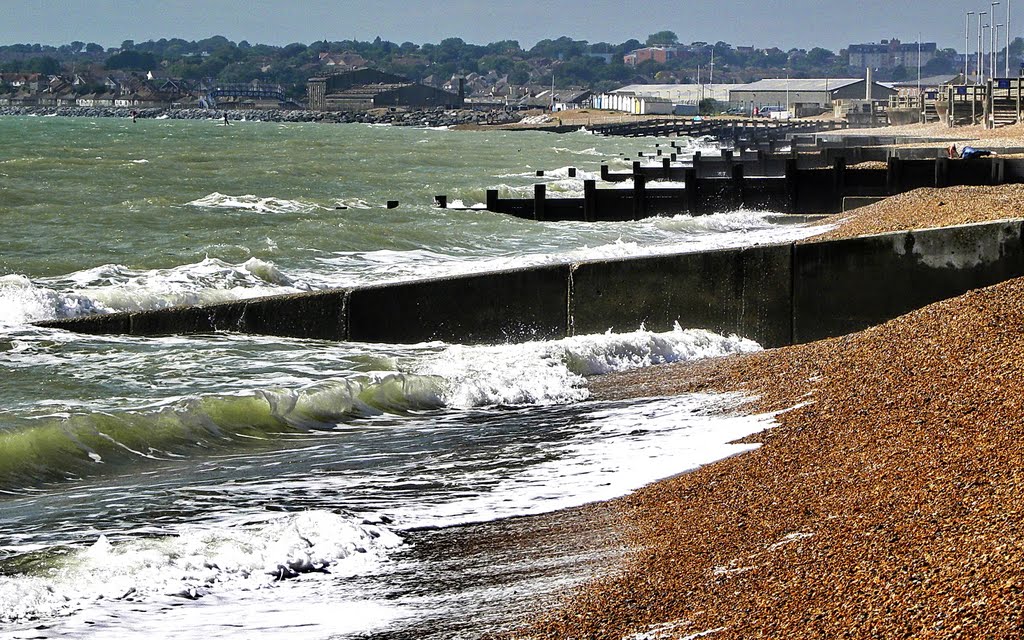 View to the west along Hastings' beach. by Feika