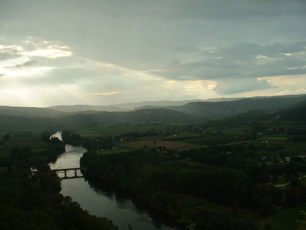 View at the Dordogne river from Bastide de Domme, Dordogne, France by Lucien Kivit