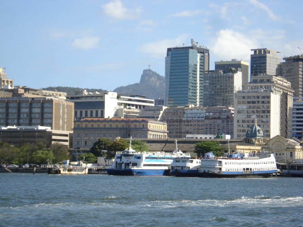 Downtown Rio, Ferry Station and Corcovado Mountain by RNLatvian - Rudolf