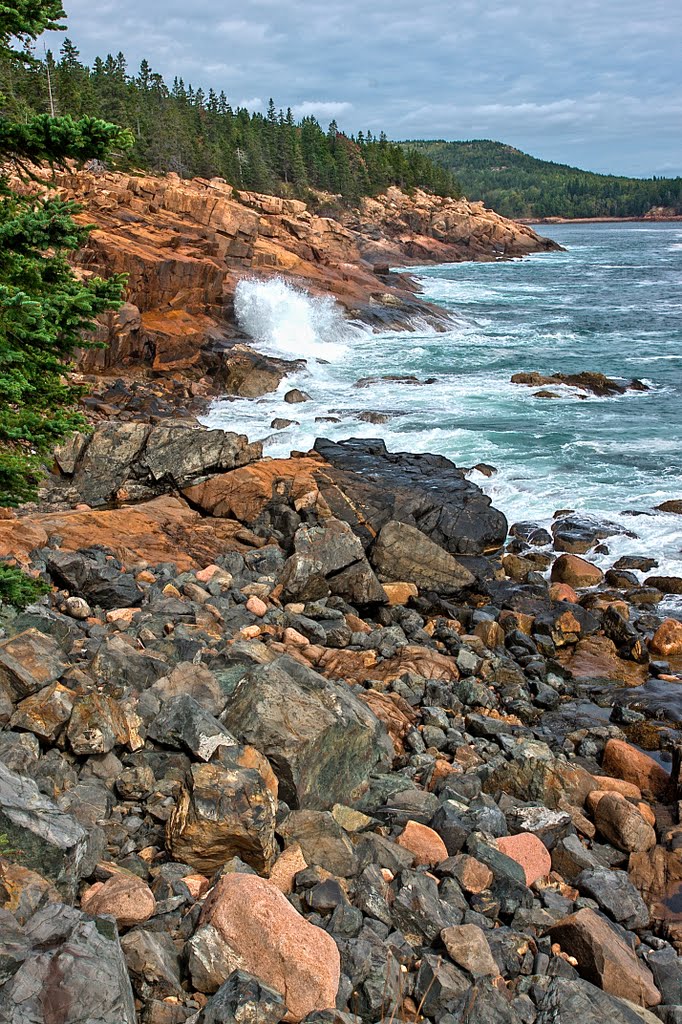 91) Bar Harbor ME, Acadia NP - Newport Cove - Thunder Hole (nearby) - shoreline view [308] by Phil Houck