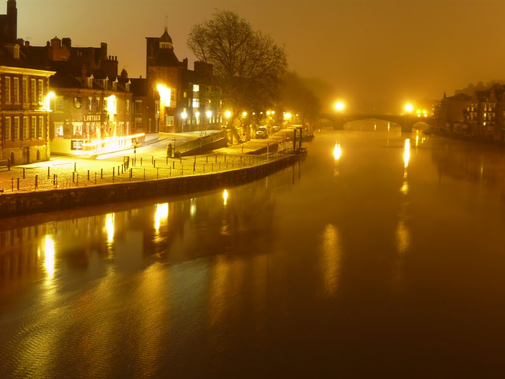 River Ouse in York city centre at night by paulbunker