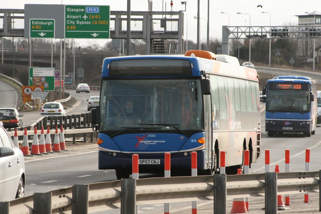 Stage Coach busses crossing the Forth road bridge. by tormentor4555