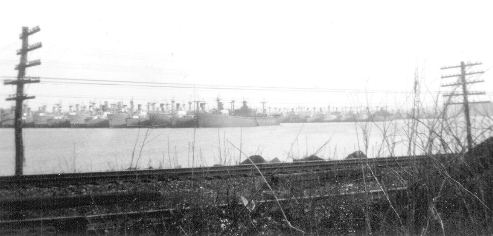 Mothball Fleet of WWII Liberty Ships in Hudson River off Jones Point 1957 by js4653