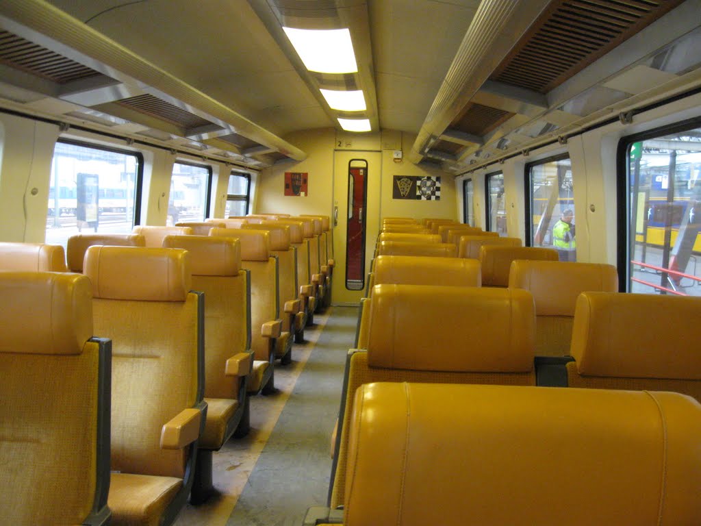 Train at railway station, Zwolle, The Netherlands by Lucien Kivit