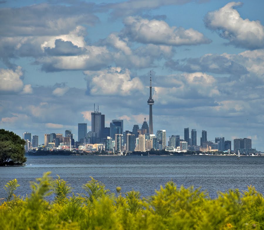 Skyline from 12km away (Samuel Smith Park, Toronto West) by Nikbrovnik