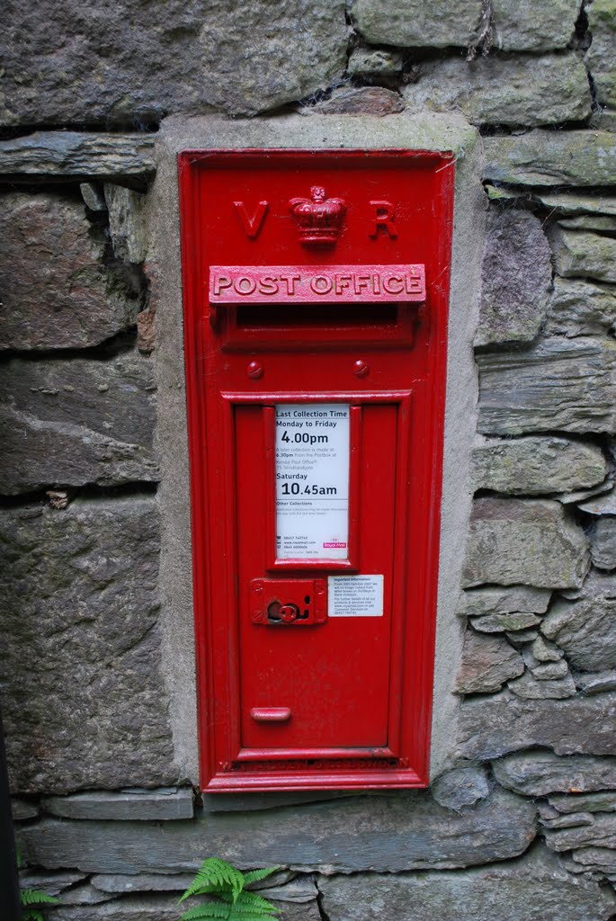 Red post box by Marbury