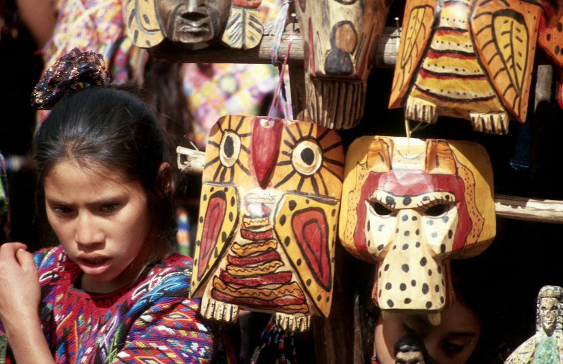 Mask stall in Chichicastenango, Guatemala. by Marcin Klocek (trave…