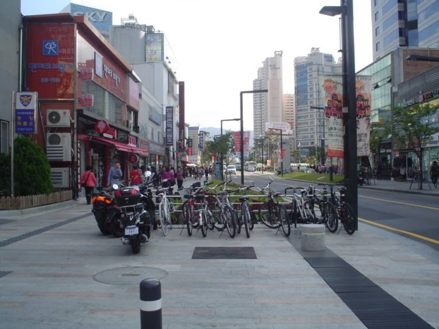 Calm street view with bicycle stand by peacemaker453354 (No Views)