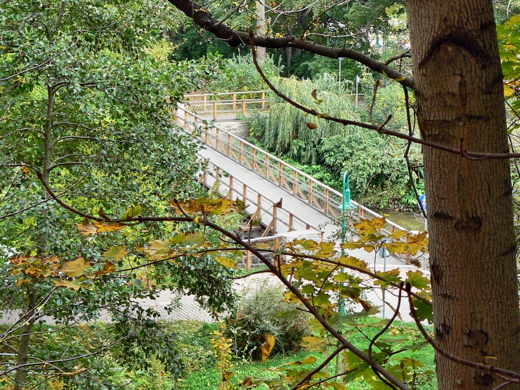 Chemnitz - Blick vom "Advokatentod" auf die Holzbrücke über die Chemnitz by Thomas Eichler