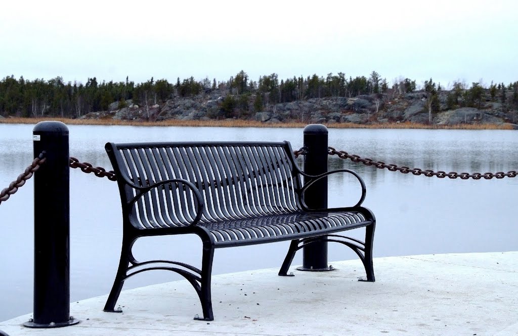 A Bench with Frame Lake on the Background, Yellowknife by R. Halim