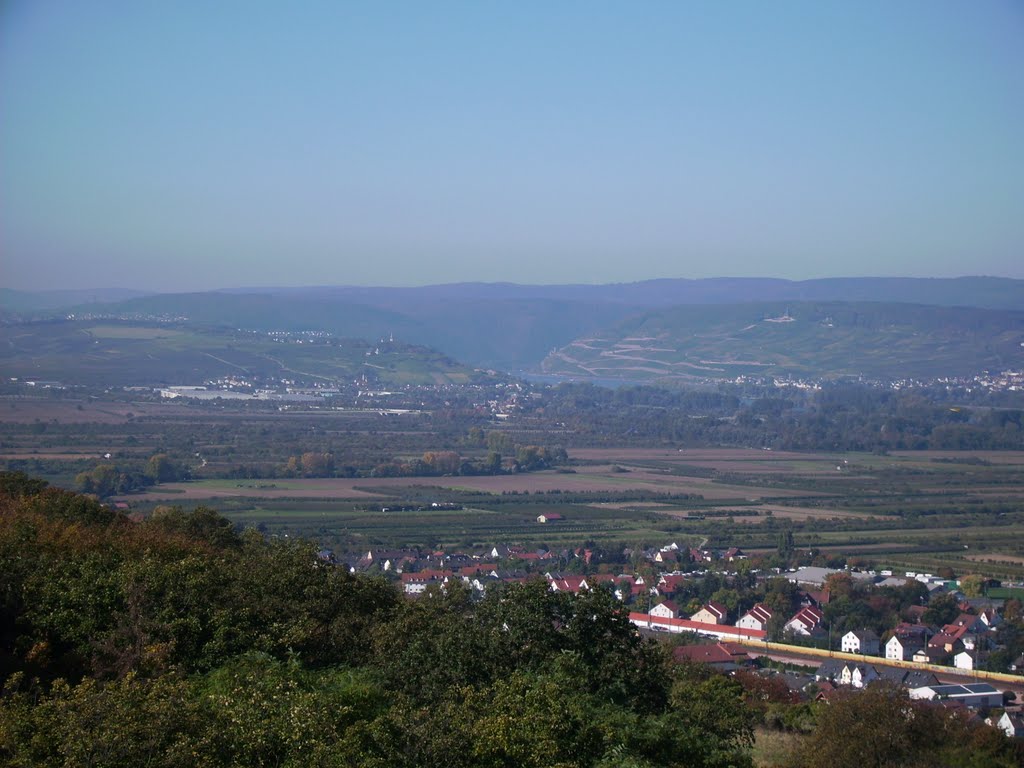 Blick vom Bismarckturm Richtung Bingen und Niederwalddenkmal (rechts) by Klaus Mellin