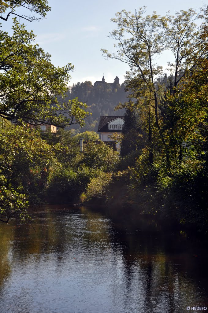 Gernsbach - Der Murgseitenkanal mit Blick hinauf nach Schloss Eberstein by Henri der Fotomann