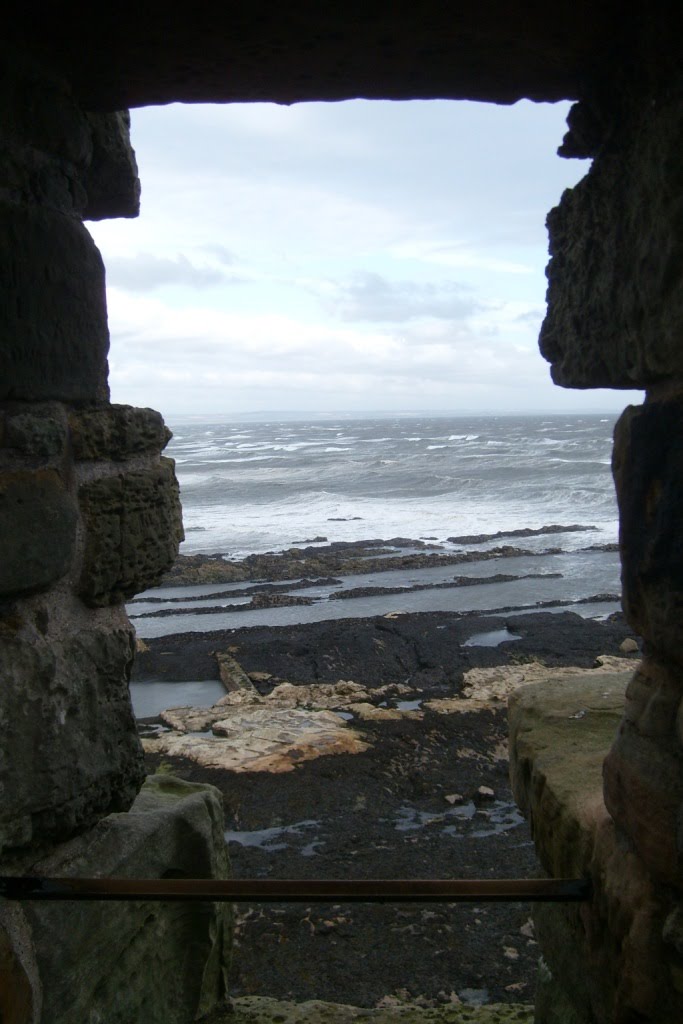 Waves in St. Andrews Bay from inside the Castle Ruins by TenEventMan