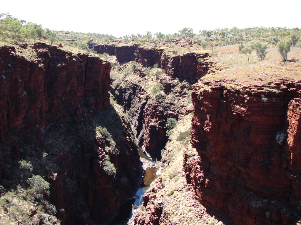 Knox Gorge from lookout - straight ahead - Karijini N.P. by Derek Graham