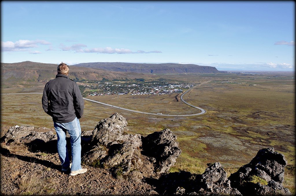 Kambabrún overlooking Hveragerði and Ingólfsfjall - From old road Kambabrún by Sigurtor Holm