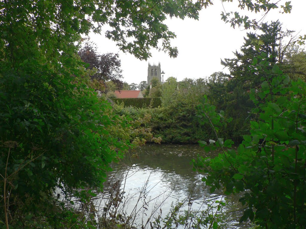 Tickhill - The view over the mill pond towards St Mary's Church by Rod Jacobsen