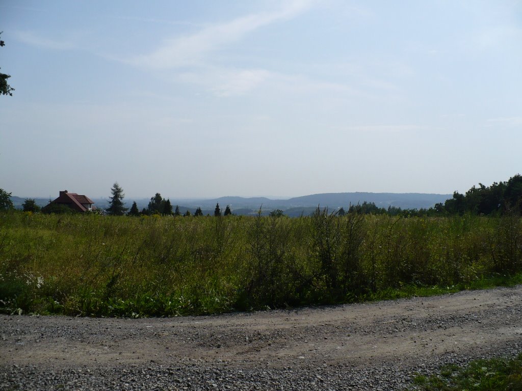 Widok[południowy-wschód] z pobliża G. Wał na szlaku rowerowym (w tle Las Wolski) by Michał Florek