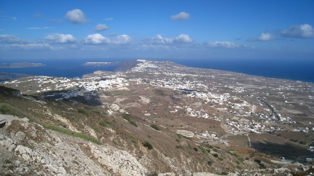 Fira and Oia from Profitis Hlias by Dim Sar