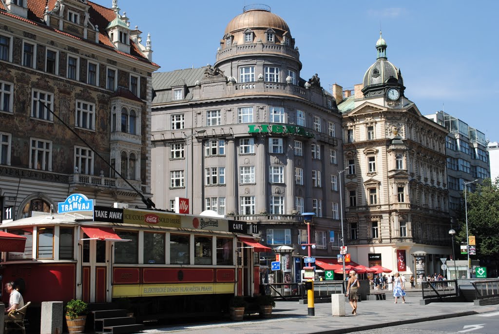 Café "Tramvaj" , Wenceslas Square, Prague, Czech Republic / Prága, "villamos kávézó" a Vencel téren by sbb66